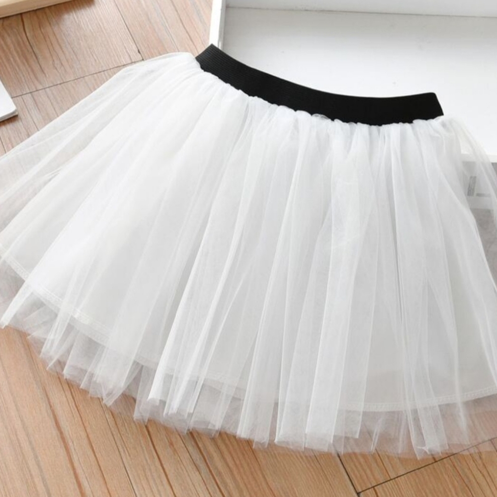 Girls White Ballet Mesh Tutu for Dance Halloween Costume Birthday Party Dress-up